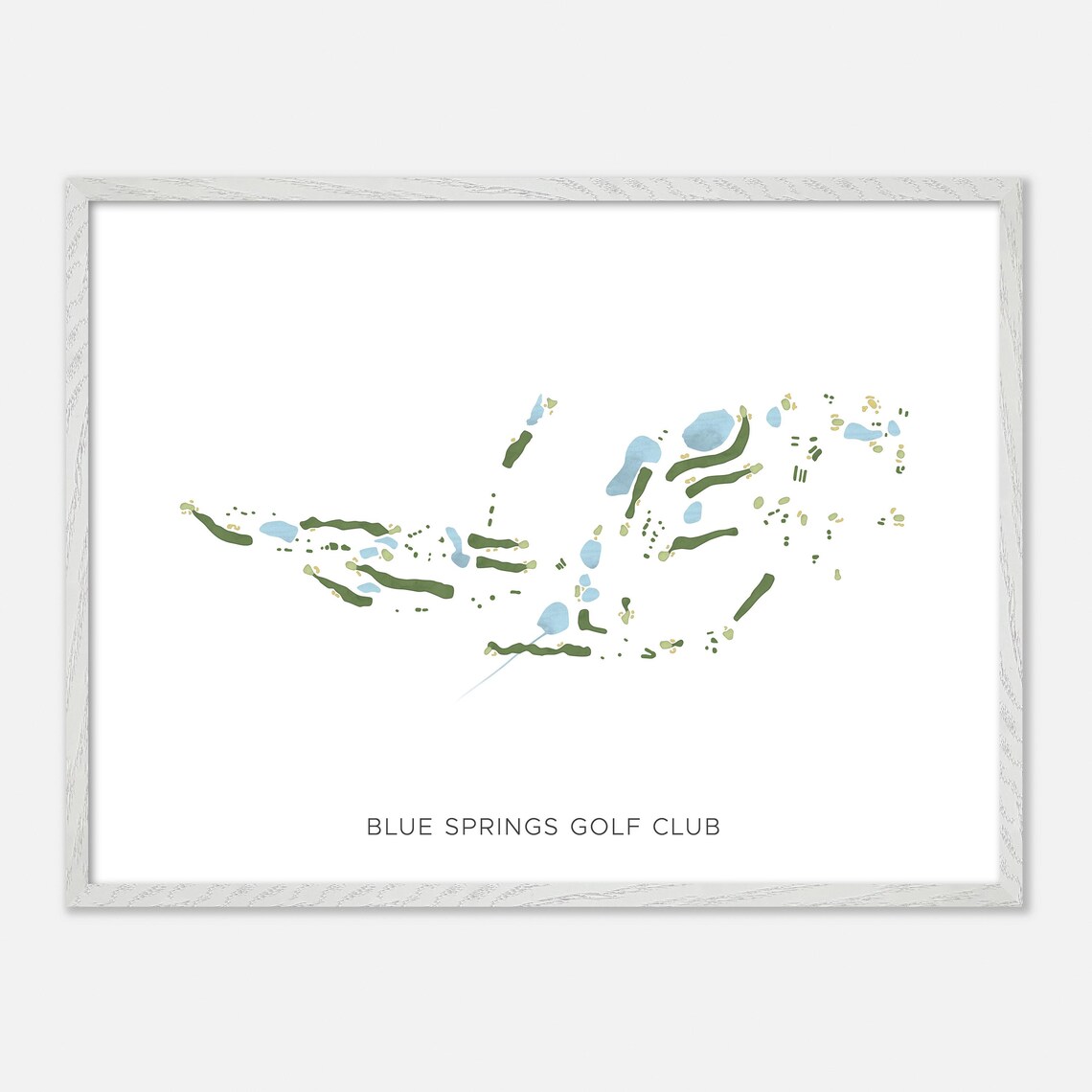 Blue Springs Golf Club Modern Minimalist Watercolor Map Poster - Image 3