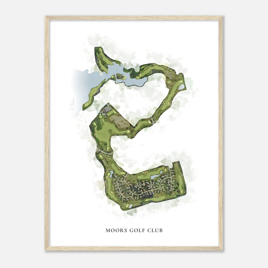 Moors Golf Club Classic Aerial Watercolor Golf Course Map Poster