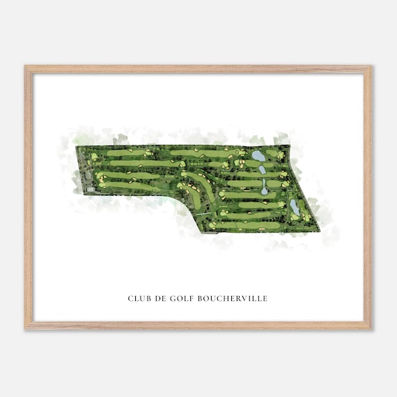 Club De Golf Boucherville Classic Aerial Watercolor Golf Map Poster