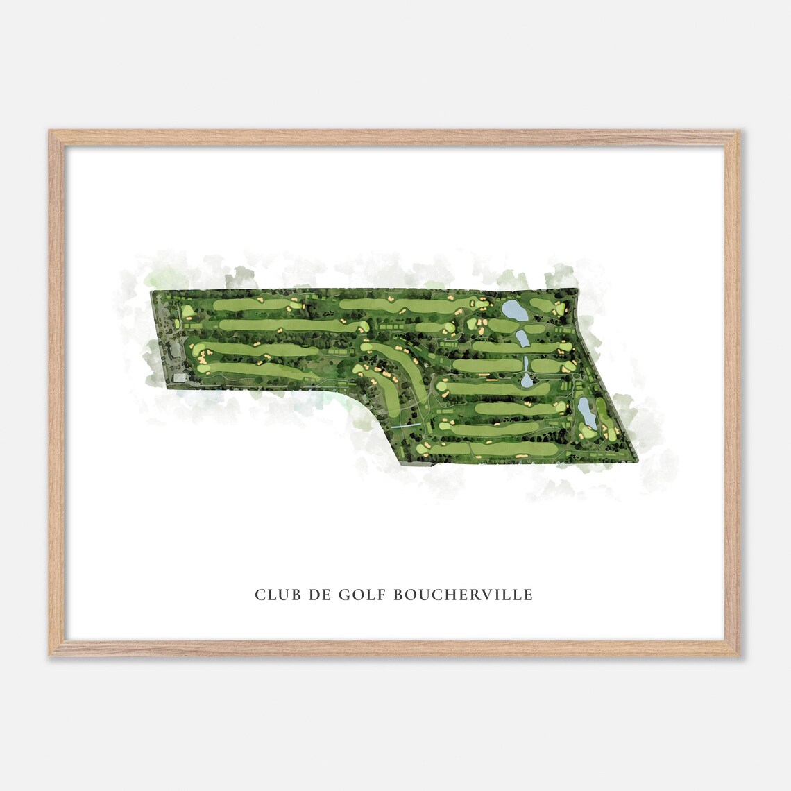 Club De Golf Boucherville Classic Aerial Watercolor Golf Map Poster