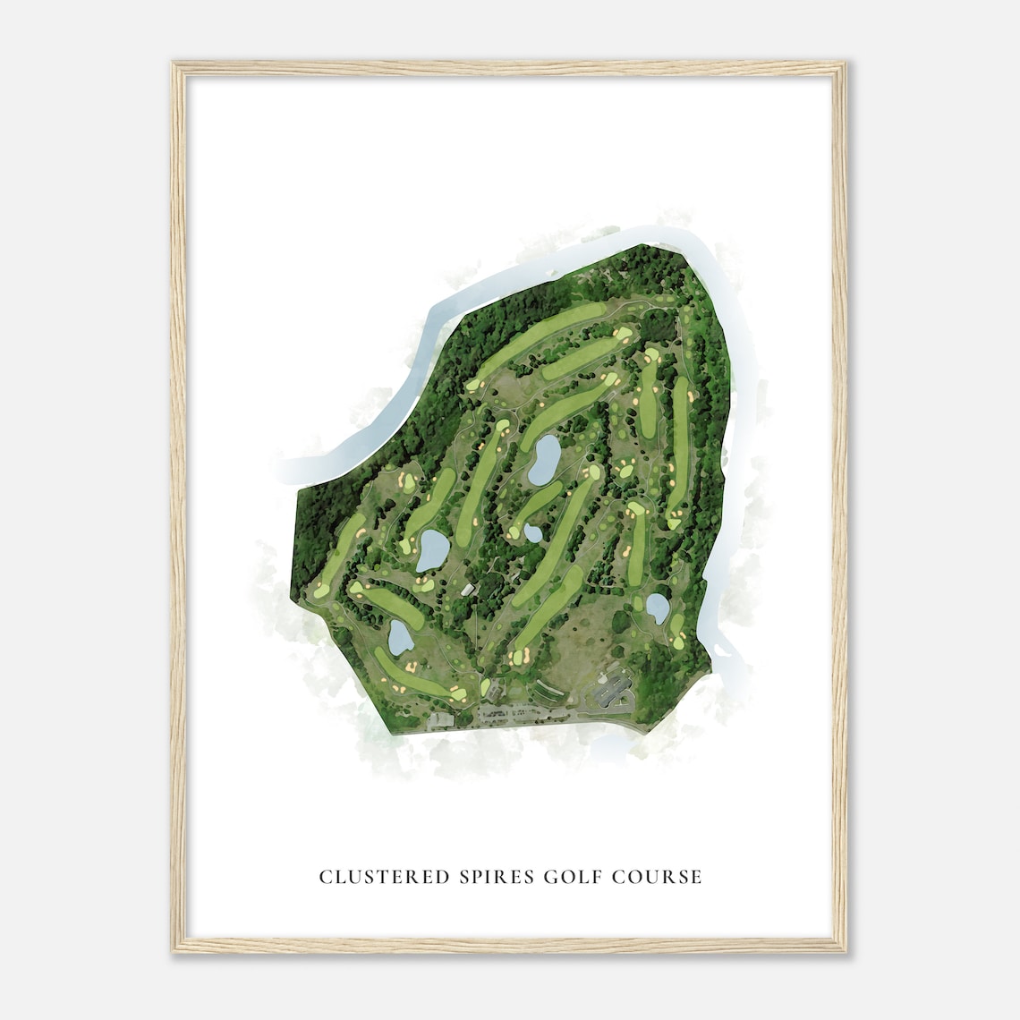 Clustered Spires Golf Course Maryland Classic Watercolor Golf Course Map Poster - Image 2
