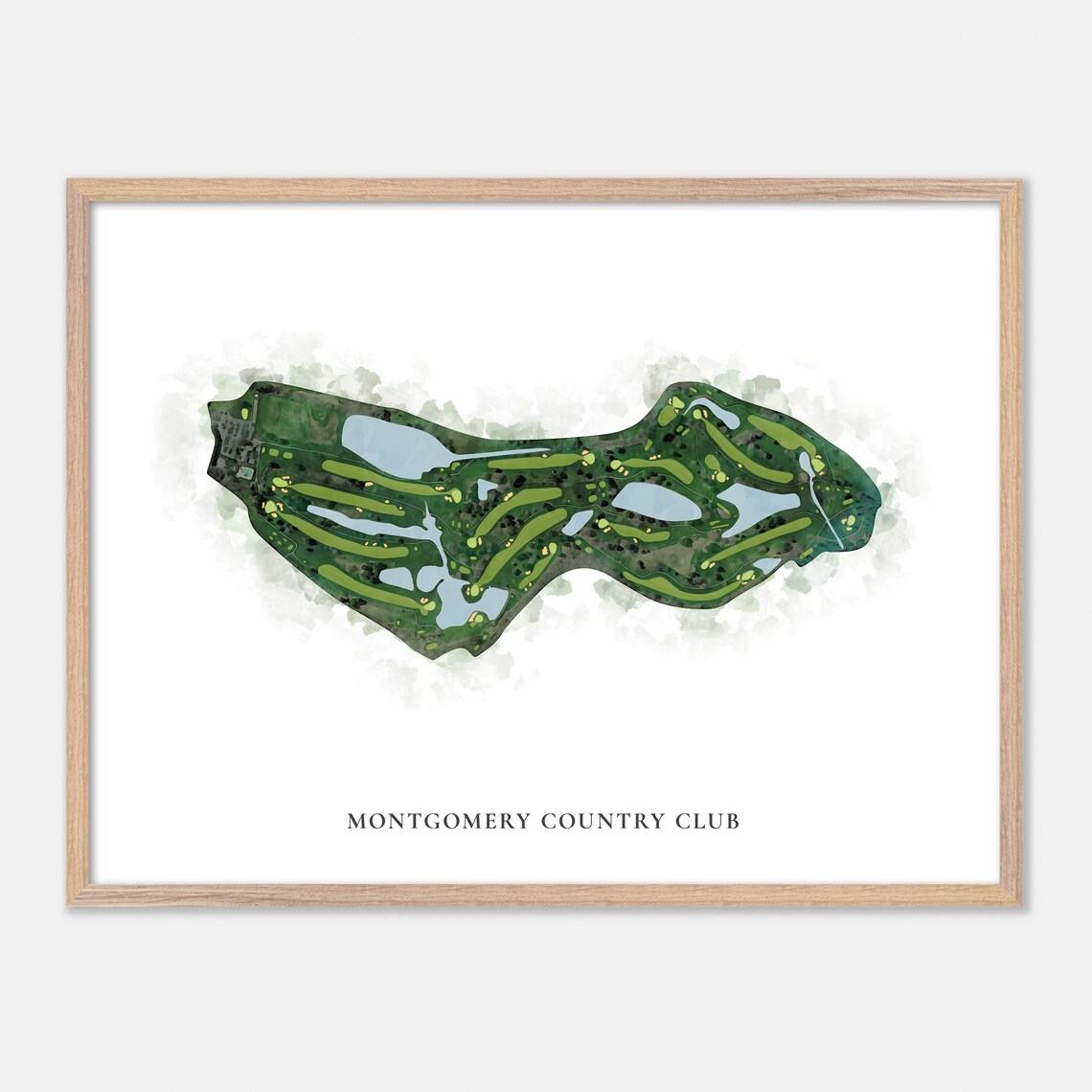 Montgomery Country Club Watercolor Aerial Golf Course Map Poster
