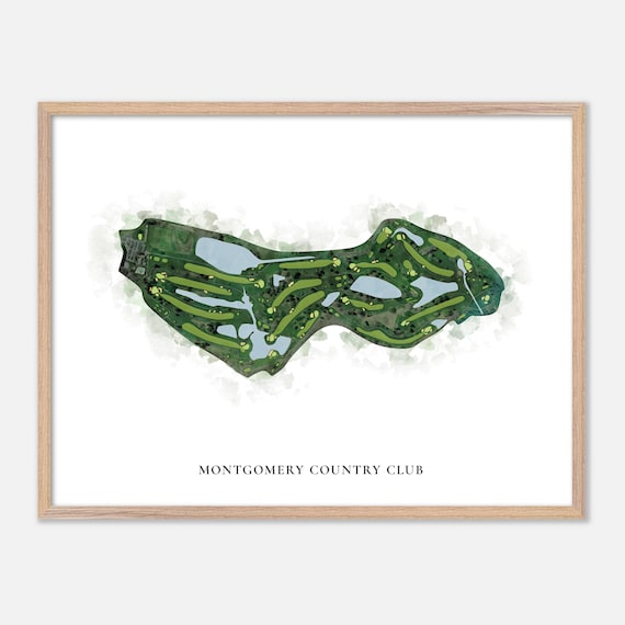 Montgomery Country Club Watercolor Aerial Golf Course Map Poster