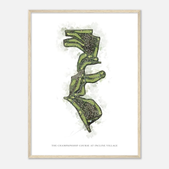 The Championship Course At Incline Village Nevada Classic Watercolor Map Golfer Gift Golf Wall Art Golf Poster Print Course Layout