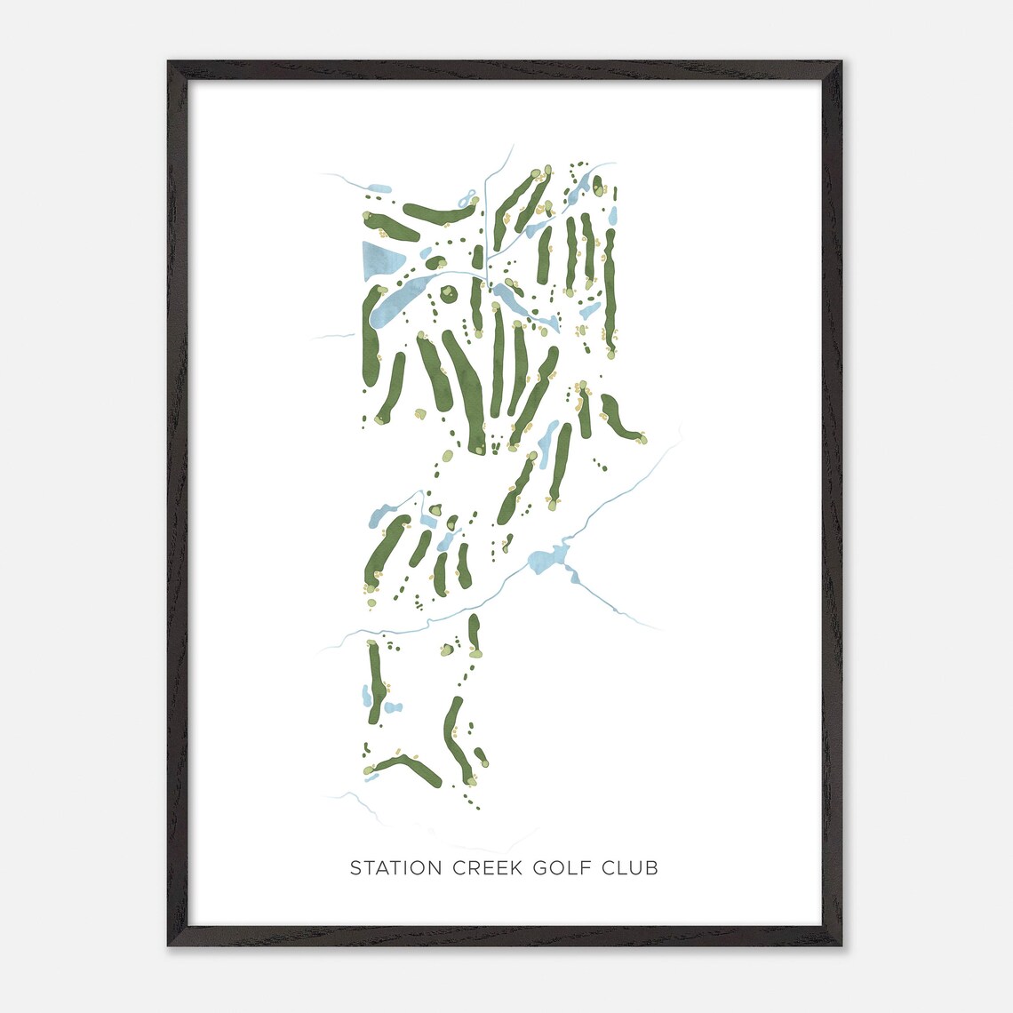 Station Creek Golf Club Modern Minimalist Watercolor Map Poster - Image 2
