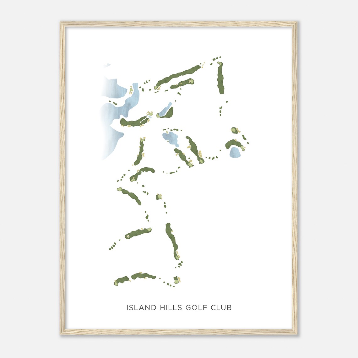 Island Hills Golf Club Minimalist Watercolor Fairway Map Poster