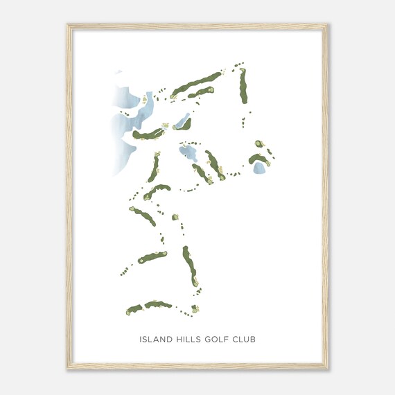 Island Hills Golf Club Michigan Modern Watercolor Map Golfer Gift Golf Wall Art Golf Poster Print Course Layout