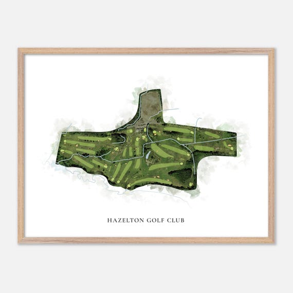 Hazelton Golf Club In Rehoboth Massachusetts Classic Watercolor Map Golfer Gift Golf Wall Art Golf Poster Print Course Layout