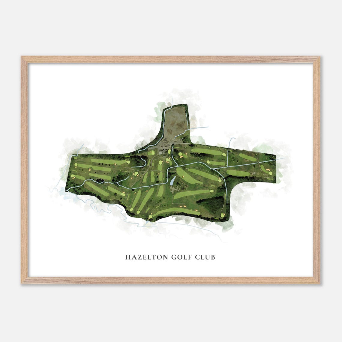 Hazelton Golf Club Massachusetts Classic Watercolor Map Poster