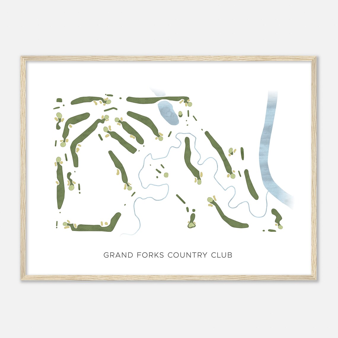 Grand Forks Country Club North Dakota Modern Watercolor Map Poster