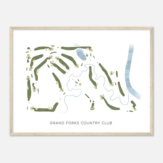 Grand Forks Country Club North Dakota Modern Watercolor Map Golfer Gift Golf Wall Art Golf Poster Print Course Layout