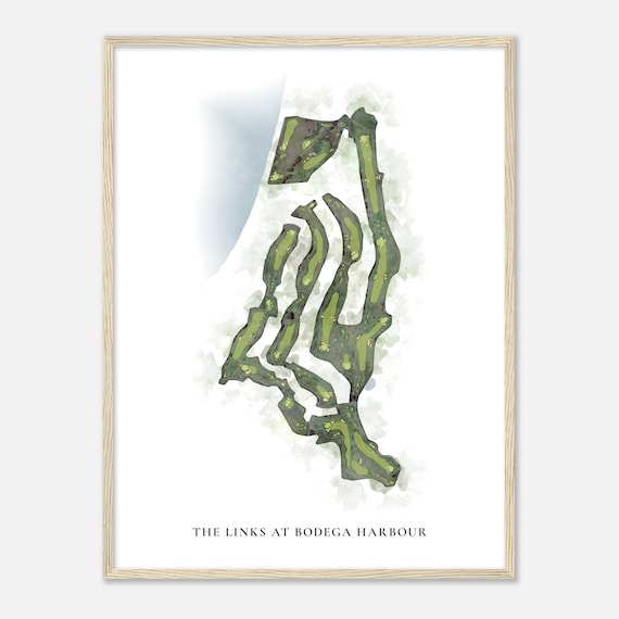 The Links At Bodega Harbour California Classic Watercolor Map Golfer Gift Golf Wall Art Golf Poster Print Course Layout