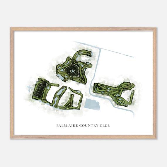 Palm Aire Country Club In Pompano Beach Florida Classic Watercolor Map Golfer Gift Golf Wall Art Golf Poster Print Course Layout