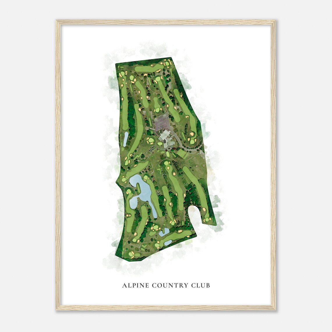 Alpine Country Club Rhode Island Classic Watercolor Map Golfer Gift Golf Wall Art Golf Poster Print Course Layout