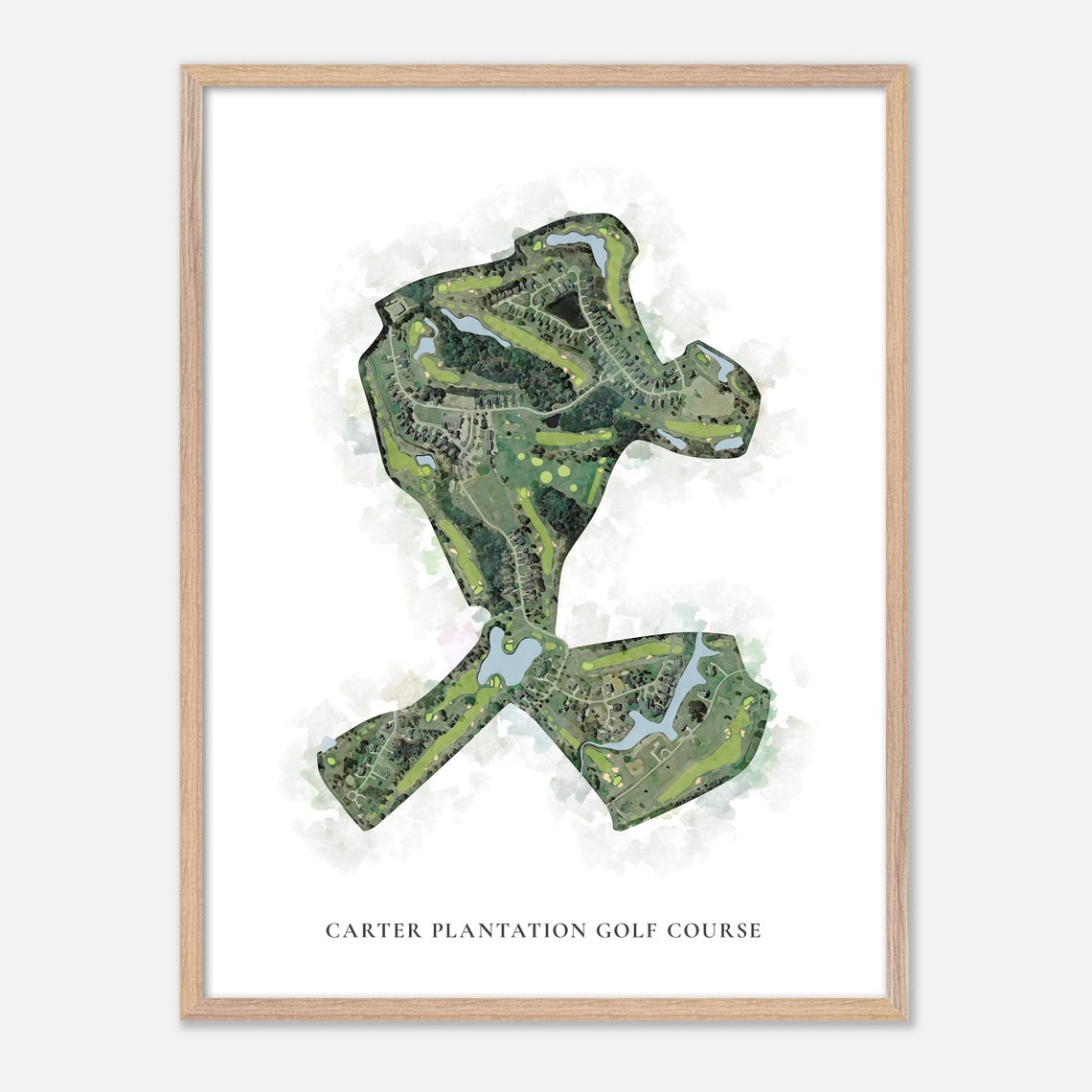 Carter Plantation Golf Course Watercolor Aerial Layout Map Poster - Image 6