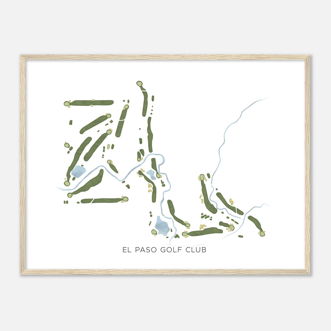 El Paso Golf Club Illinois Watercolor Course Map Golfer Poster - Image 2