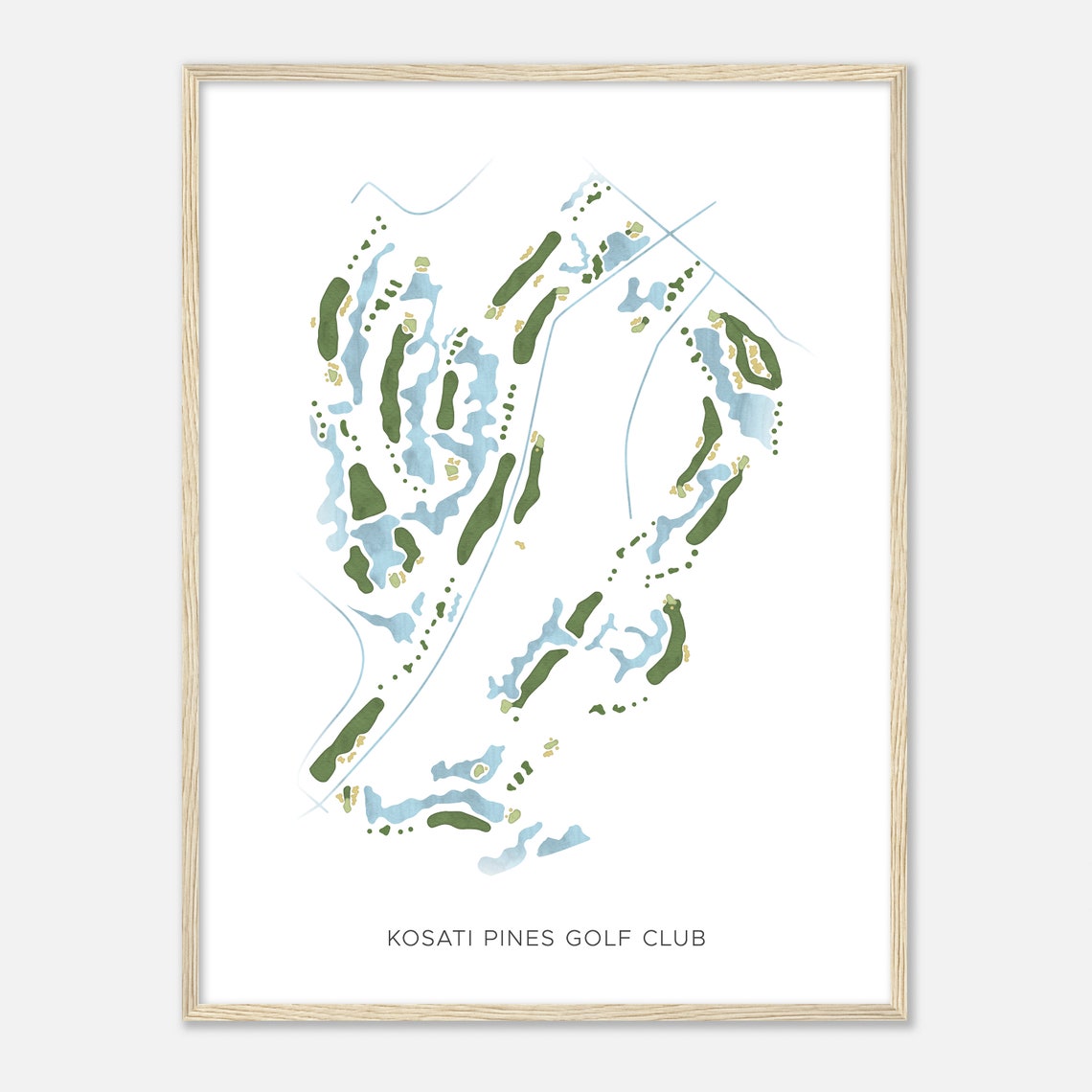 Kosati Pines Golf Club Modern Minimalist Watercolor Map Poster - Image 2