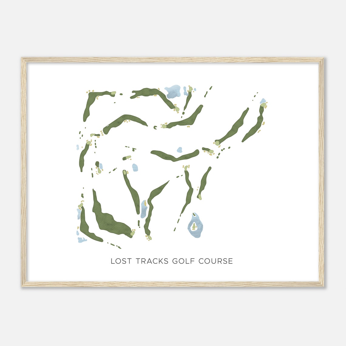 Lost Tracks Golf Course Minimalist Modern Watercolor Map Print - Image 2
