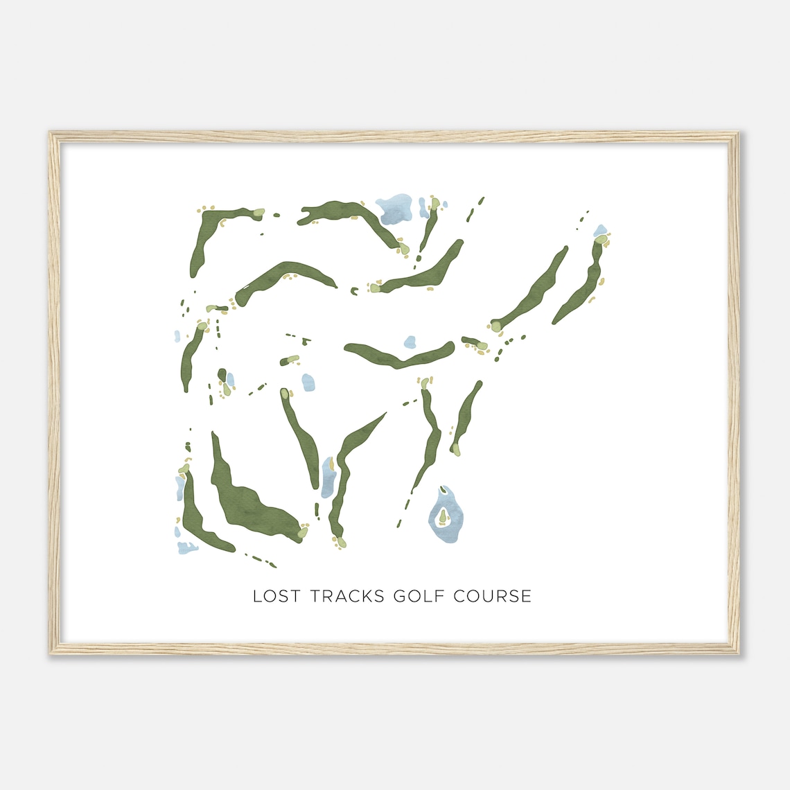 Lost Tracks Golf Course Oregon Modern Watercolor Map Golfer Gift Golf Wall Art Golf Poster Print Course Layout - Image 2