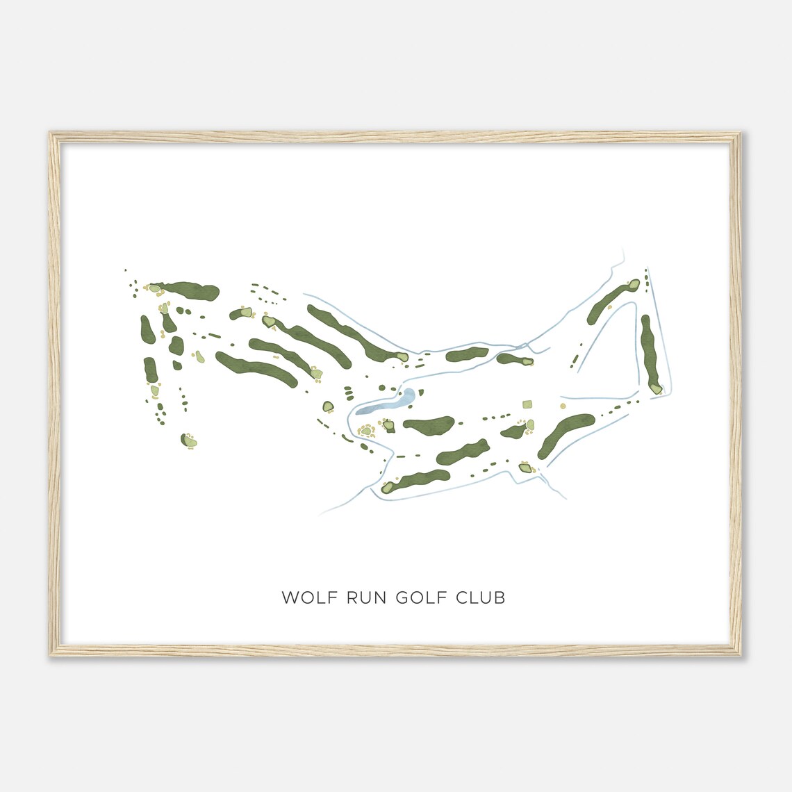 Wolf Run Golf Club Minimalist Modern Watercolor Golf Map Poster - Image 2