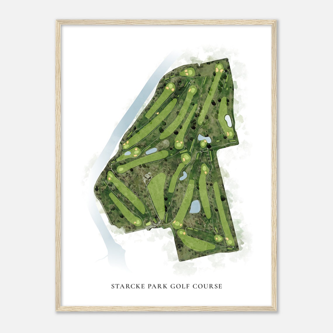 Starcke Park Golf Course Texas Classic Watercolor Map Poster - Image 2