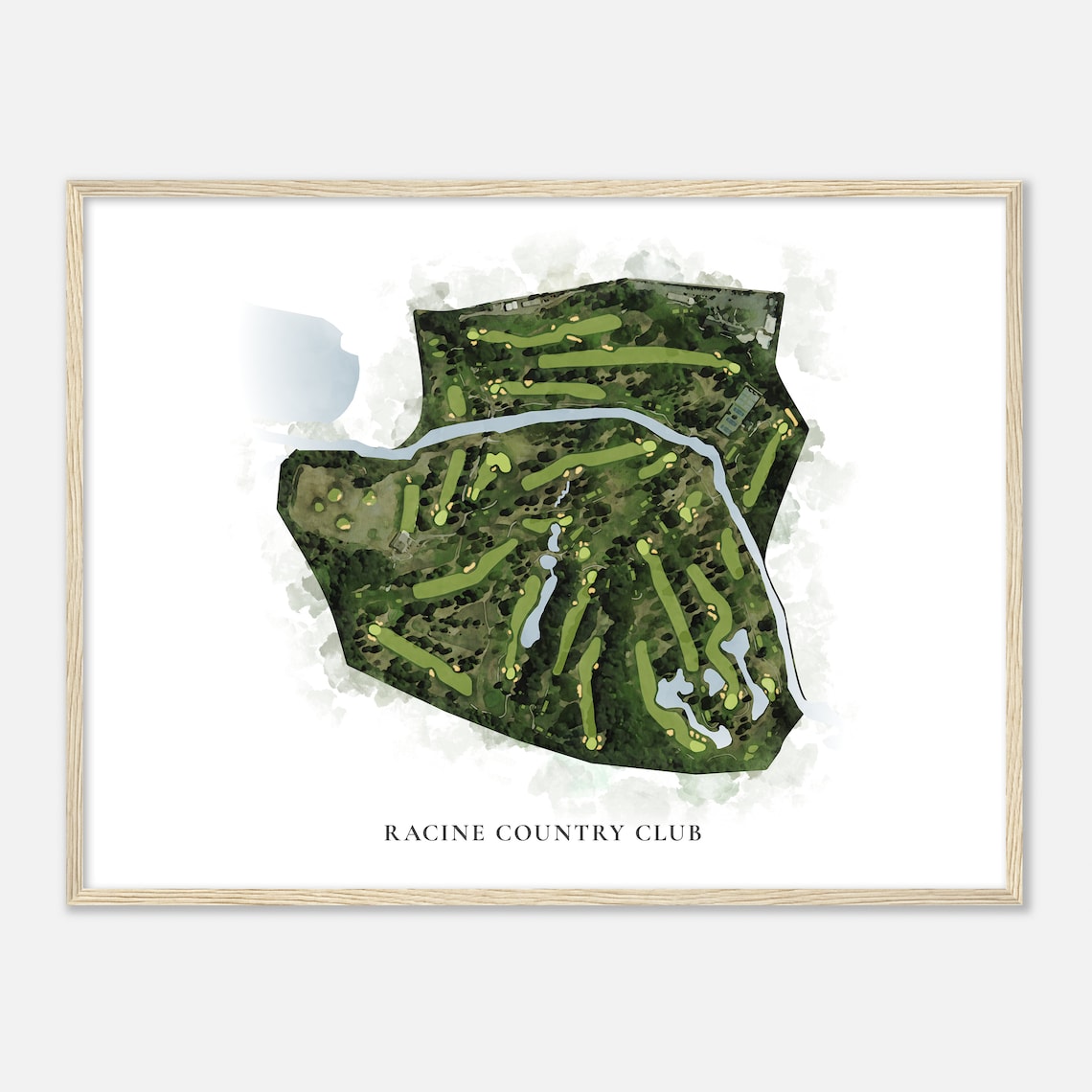 Racine Country Club Poster Watercolor Aerial Map Golfer Gift