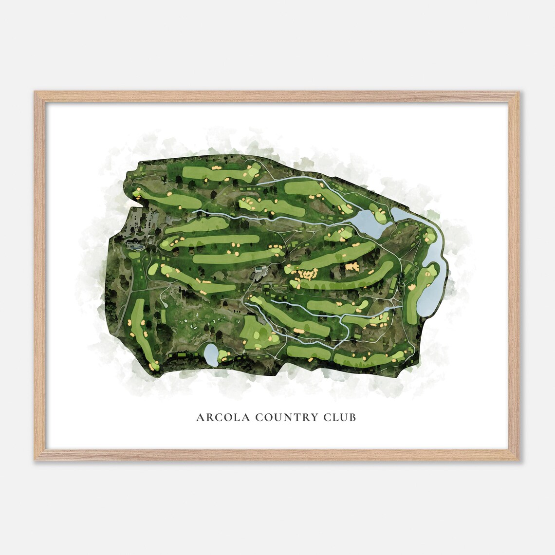 Arcola Country Club New Jersey Classic Watercolor Aerial Poster