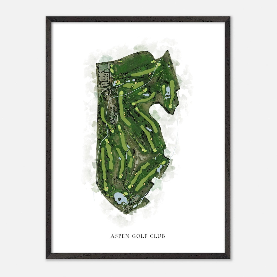 Aspen Golf Club Colorado Classic Watercolor Course Map Art Poster - Image 3