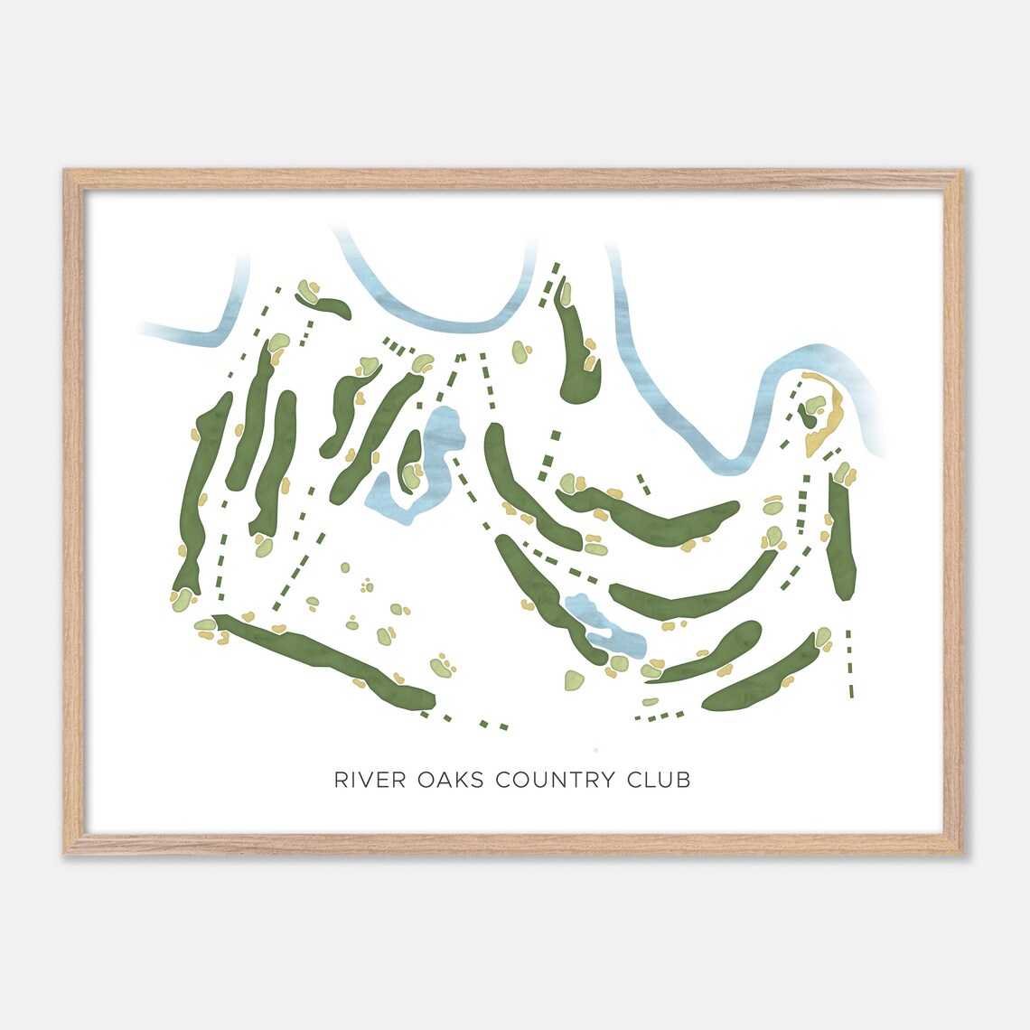 River Oaks Country Club Houston Texas Modern Watercolor Map Golf Poster