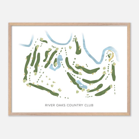 River Oaks Country Club In Houston Texas Modern Watercolor Map Golfer Gift Golf Wall Art Golf Poster Print Course Layout