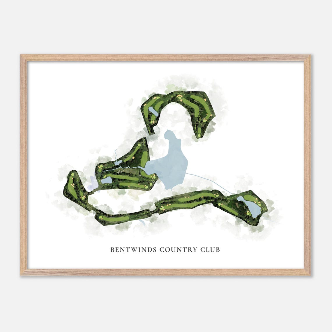 Bentwinds Country Club Golf Course Watercolor Map Art Poster