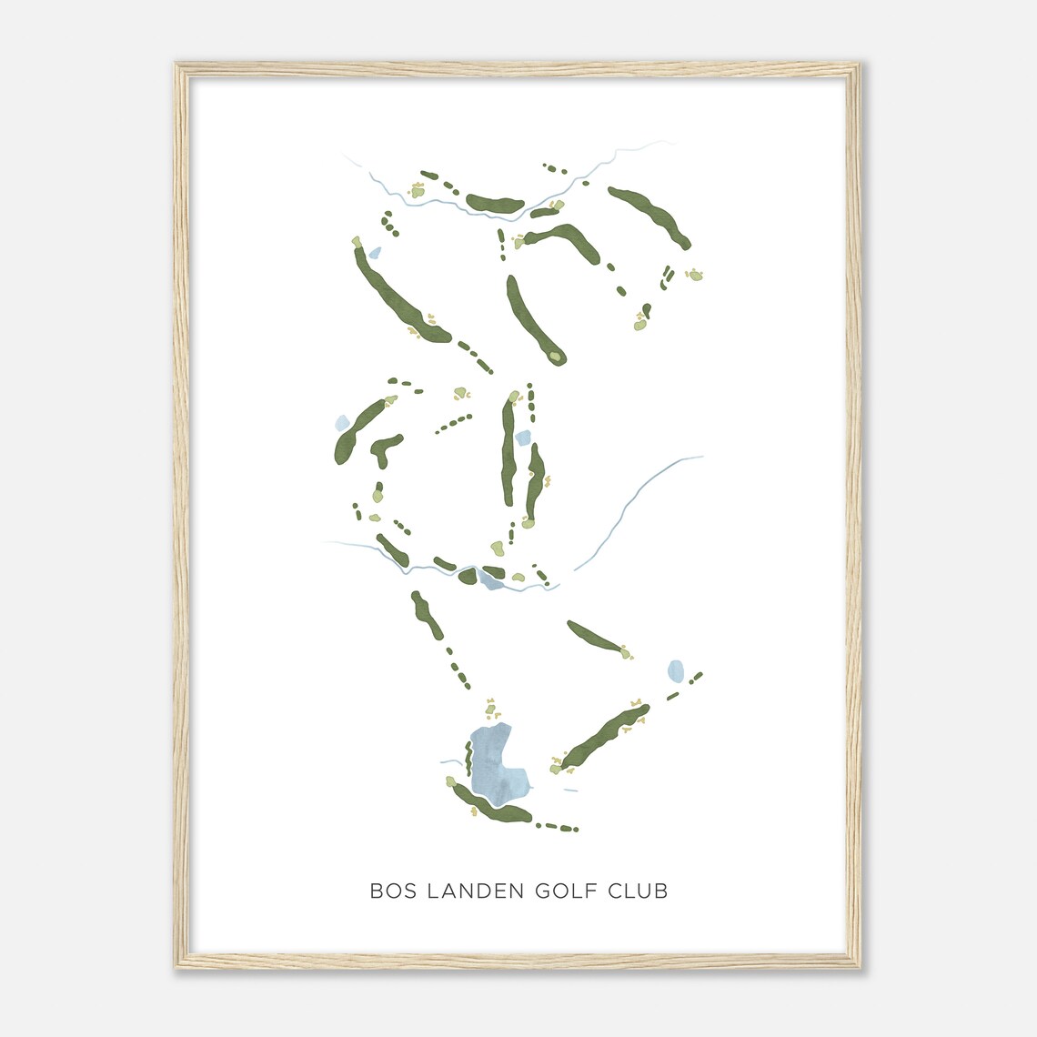 Bos Landen Golf Club Iowa Modern Minimalist Golf Course Map Art Poster - Image 2