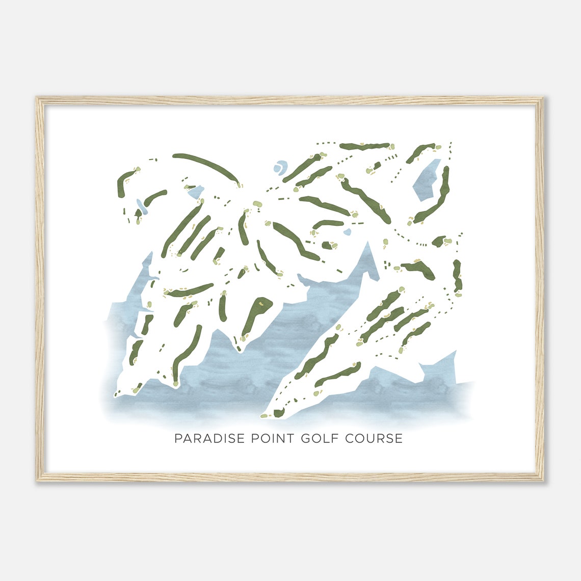 Paradise Point Golf Course Modern Watercolor Course Map Poster - Image 2