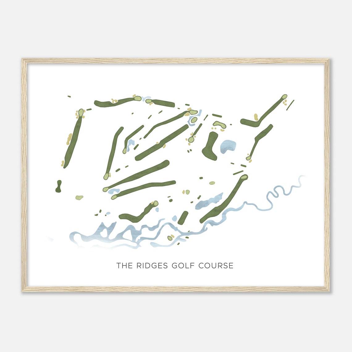 The Ridges Golf Course Wisconsin Modern Watercolor Map Golfer Gift Golf Wall Art Golf Poster Print Course Layout
