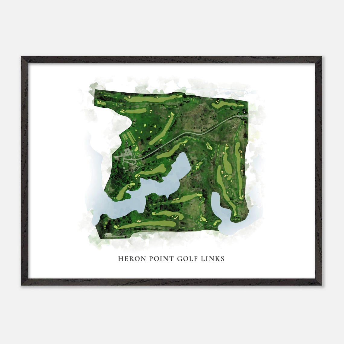 Heron Point Golf Links Classic Watercolor Aerial Map Art Poster - Image 4