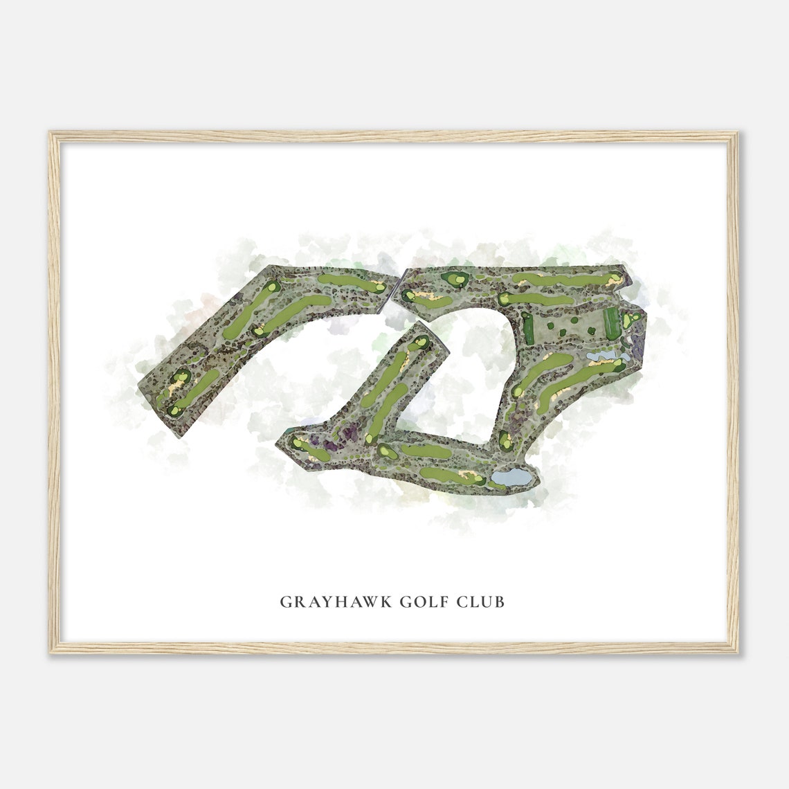 Grayhawk Golf Club Classic Watercolor Golf Course Layout Map Poster