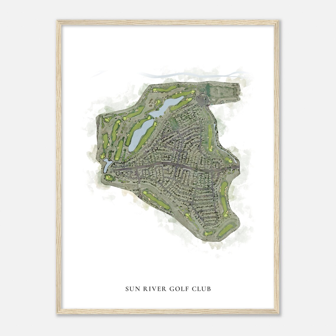 Sun River Golf Club Utah Watercolor Aerial Map Golfer Gift Print