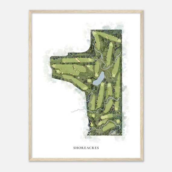Shoreacres Illinois Classic Watercolor Map Golfer Gift Golf Wall Art Golf Poster Print Course Layout