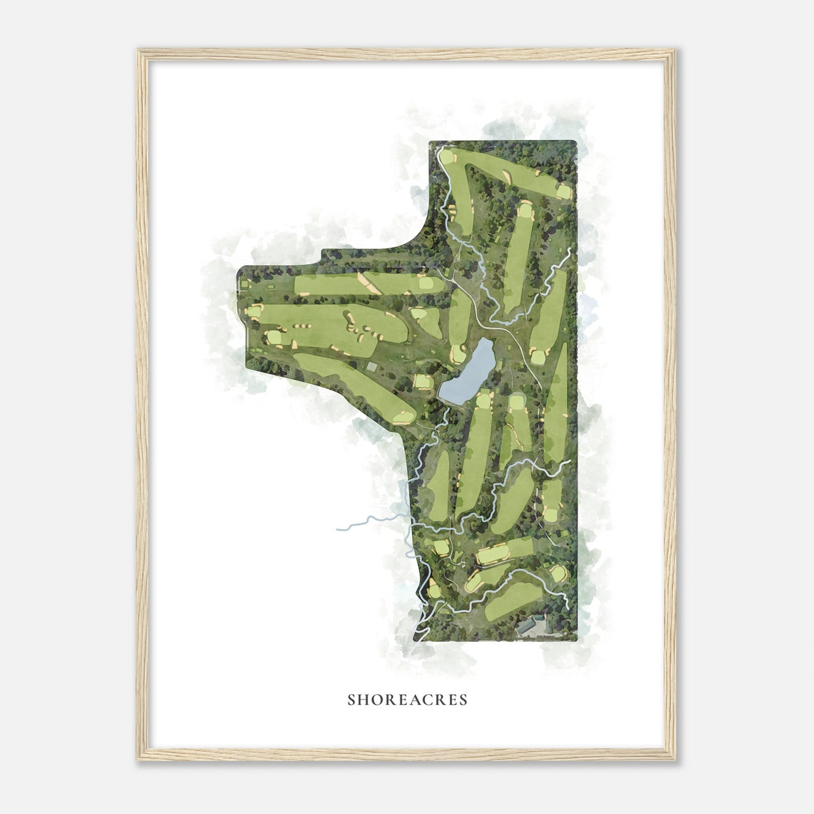 Shoreacres Illinois Classic Watercolor Map Golfer Gift Golf Wall Art Golf Poster Print Course Layout