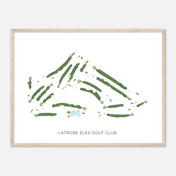 Latrobe Elks Golf Club Pennsylvania Modern Watercolor Map Golfer Gift Golf Wall Art Golf Poster Print Course Layout