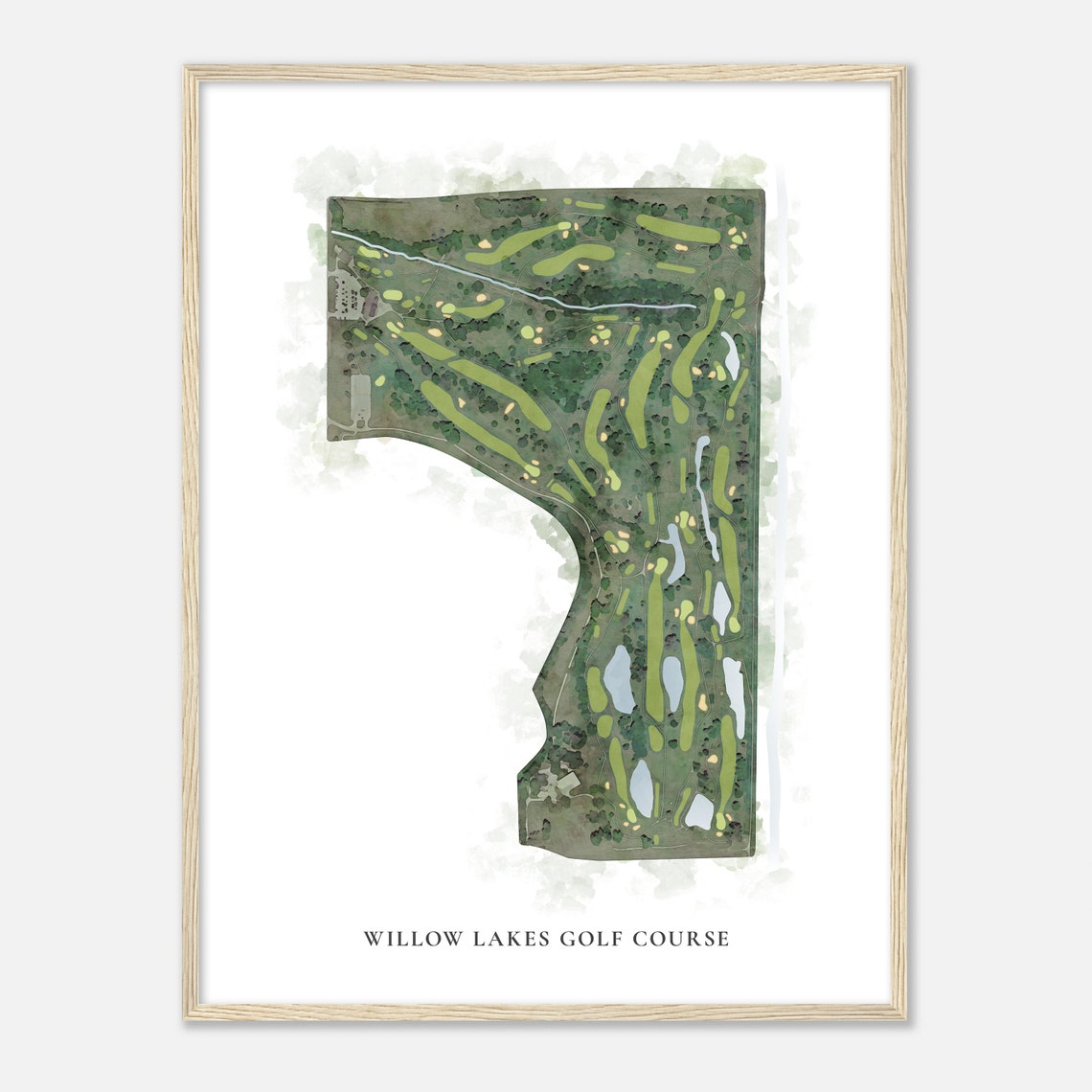 Willow Lakes Golf Course Nebraska Classic Watercolor Map Golfer Gift Golf Wall Art Golf Poster Print Course Layout