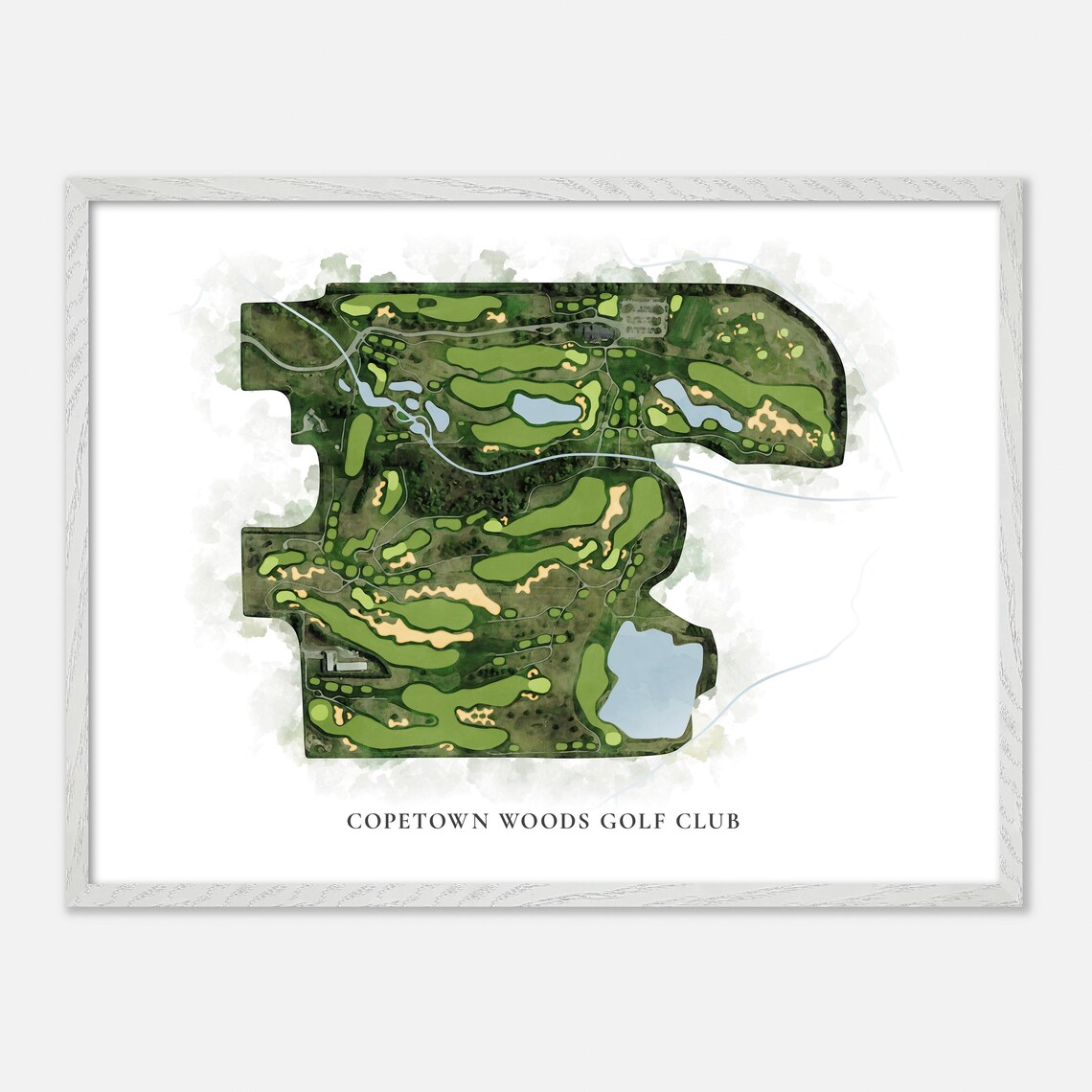 Copetown Woods Golf Club Classic Watercolor Aerial Map Poster - Image 3