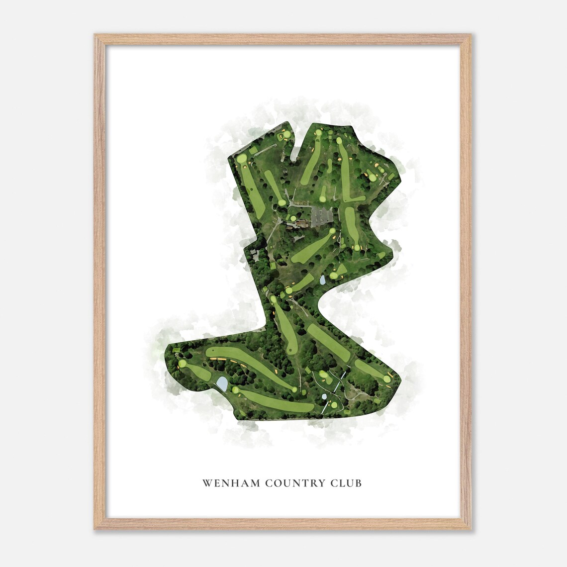 Wenham Country Club Massachusetts Classic Watercolor Aerial Poster - Image 2