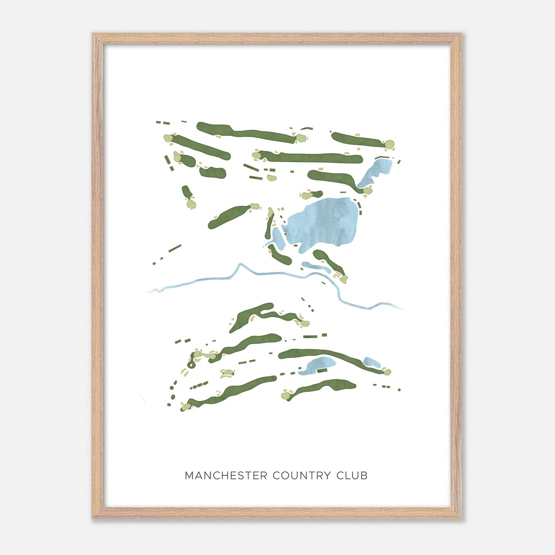 Manchester Country Club Modern Watercolor Golf Course Map Art Print - Image 2