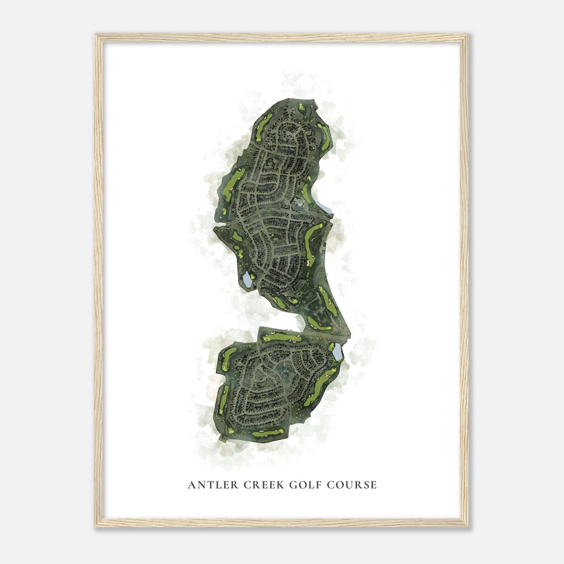 Antler Creek Golf Course Classic Detailed Watercolor Map Print