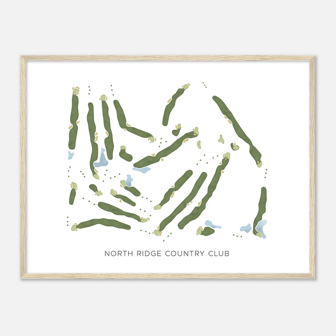 North Ridge Country Club Minimalist Watercolor Golf Course Map Poster - Image 2