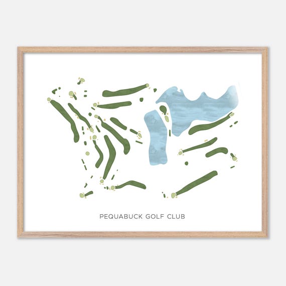 Pequabuck Golf Club In Terryville Connecticut Modern Watercolor Map Golfer Gift Golf Wall Art Golf Poster Print Course Layout
