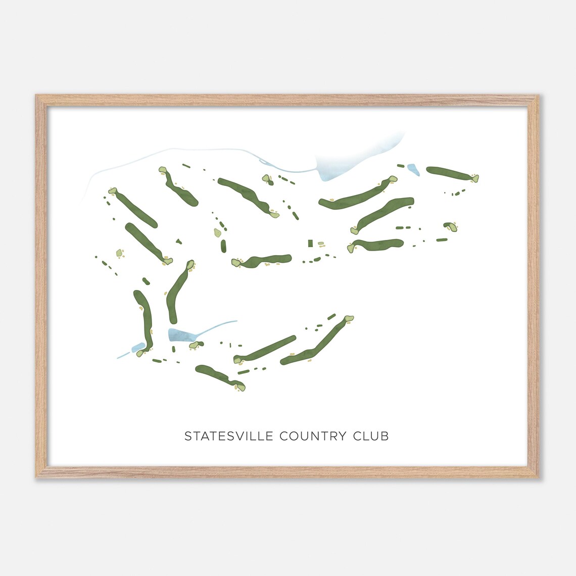 Statesville Country Club North Carolina Modern Watercolor Course Map Poster