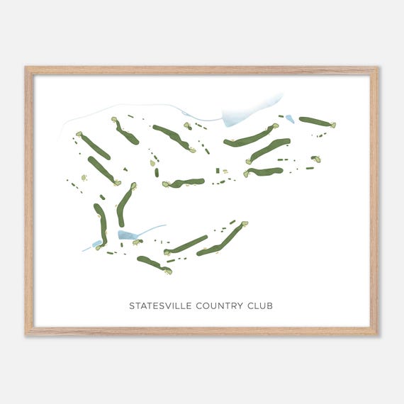 Statesville Country Club In Statesville North Carolina Modern Watercolor Map Golfer Gift Golf Wall Art Golf Poster Print