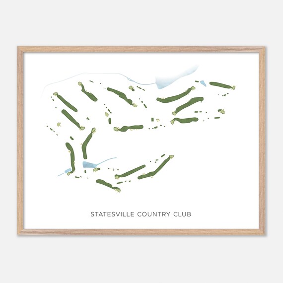Statesville Country Club North Carolina Modern Watercolor Course Map Poster